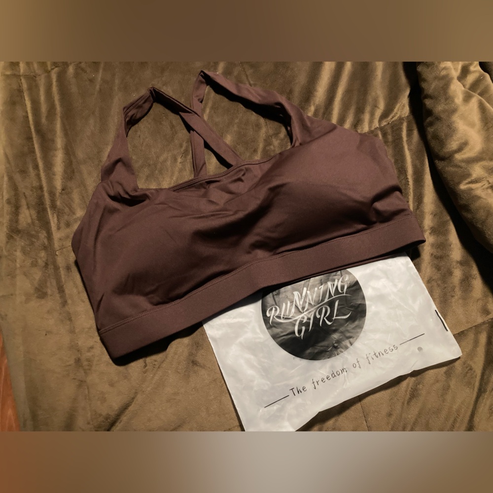 Running Girl brand, size XXL, brown, molded cups, high impact  Sports Bra